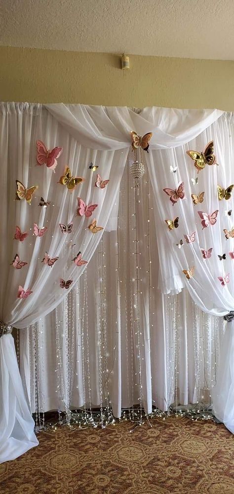 2023 Bedroom, Butterfly Themed Birthday Party, Butterfly Theme Party, حفل توديع العزوبية, Sweet 15 Party Ideas, Sweet 16 Party Decorations, Quince Decorations, Simple Birthday Decorations, Butterfly Birthday Party