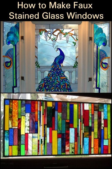 Stained Glass Diy Tutorials, Window Art Diy, Faux Stained Glass Window, Painting On Glass Windows, Stain Glass Window Art, Diy Stained Glass Window, Glass Painting Patterns, Window Crafts, Window Stained