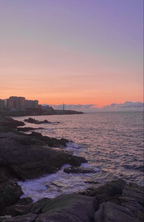 Sunset in A Coruña, Spain in July A Coruna Spain, La Coruna Spain, Sunset At The Beach, Galicia Spain, Summer Lifestyle, Beach Pink, Pink Vibes, Beach Sunset, At The Beach