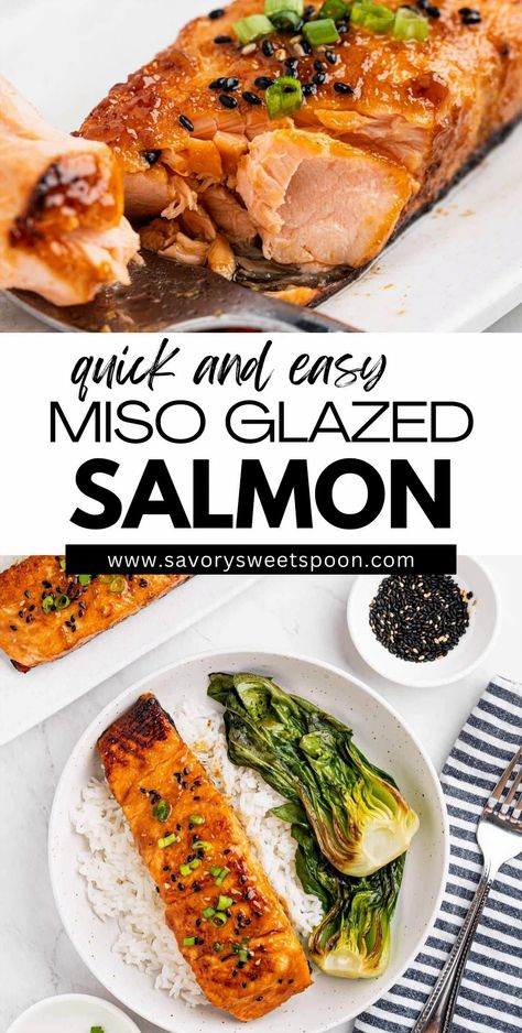 Indulge in the delightful fusion of tender salmon and savory miso with this Miso Glazed Salmon recipe. It's a Japanese-inspired dish that's both simple and impressive, ready in under 30 minutes. The salmon is broiled to achieve a crispy exterior while remaining juicy and flaky inside. Perfect for a quick yet elegant dinner. Miso Glazed Salmon Recipe, Miso Salmon Recipe, Miso Glazed Salmon, Miso Recipe, Miso Salmon, Salmon Marinade, Broiled Salmon, Miso Glaze, Marinated Salmon