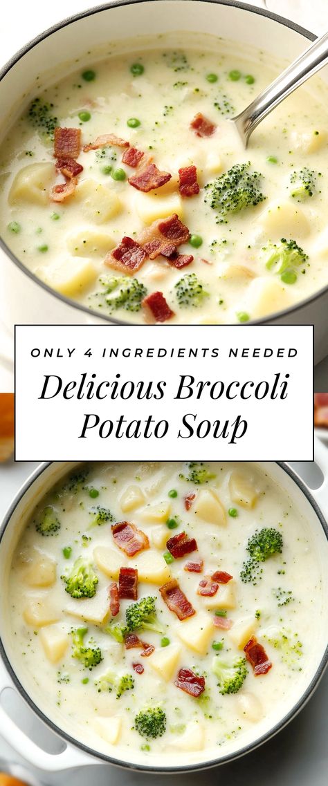 Image for Delicious Broccoli Potato Soup Soup Recipes With Broccoli, Baked Potato Soup Crock Pot Healthy, Potato And Pea Soup, Broccoli Mozzarella Soup, Delicious Potato Soup, Vegetable And Potato Soup, Broccoli And Rice Soup, Potato Broccoli Soup Recipe, Broccoli Potatoes Soup