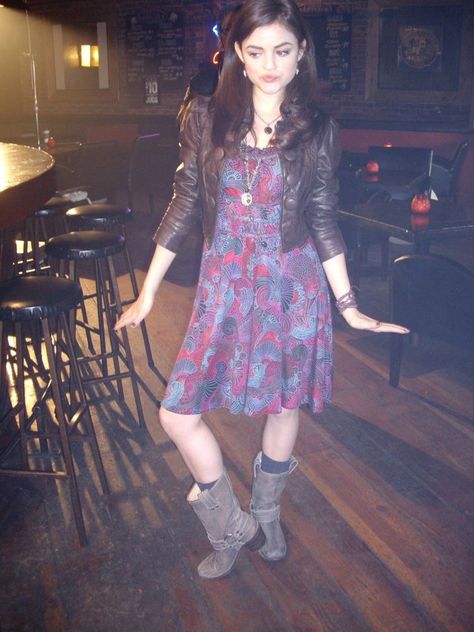 Aria Montgomery, Lucy Hale, Pretty Little Liars, The Movie, Behind The Scenes, Leather Jacket, Boots, Leather, On Instagram