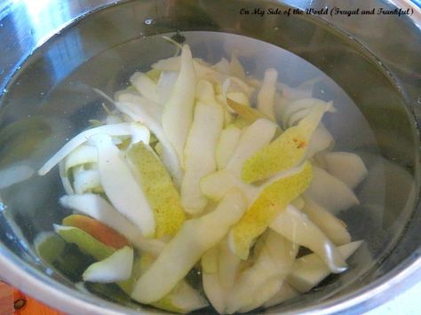 What To Do With Pear Peels, Pear Recipes For Canning, Pear Syrup Recipe, Recipe Using Pears, Can Pears, Pear Jelly Recipes, Pear Drink, Pear Drinks, Leftover Apples