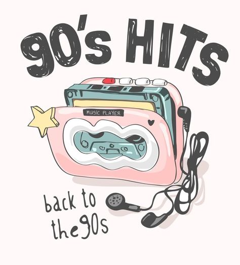 Back To The 90's, Back To The 90s, Vintage Cassette, Cassette Player, The 90s, Premium Vector