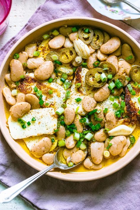 Marinated Butter Beans & Halloumi – My Kitchen Little Shell Beans Recipes, Marinated Butter Beans, Marinated Lentils, Butter Bean Recipes, Marinated Beans, Roasted Leeks, Butter Beans Recipe, Halloumi Cheese, Canned Butter