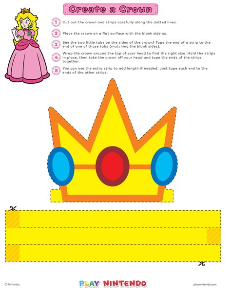 Princess Peach Craft, Princess Peach Crown Diy Template, Princess Peach Crown Template, Princess Peach Crown Diy, Diy Princess Peach Crown, Princess Peach Party Games, Princess Peach Diy, Princess Peach Crown, Princess Peach Halloween Costume