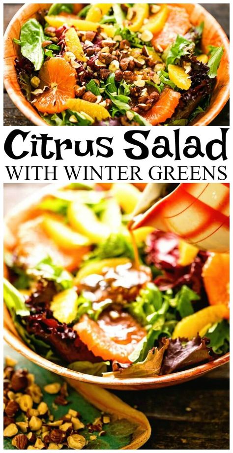 Green Salad With Oranges, Sumo Citrus Salad, Winter Orange Salad, Citrus Green Salad, Salad Recipes With Oranges, Citrus Salad Winter, Salads With Oranges, Salad With Orange Slices, Salad Recipes Orange