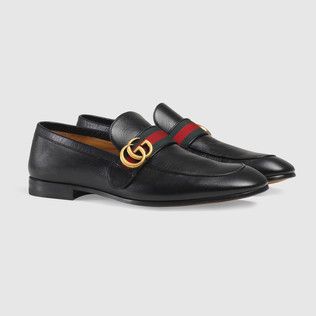 Shop the Loafer with Web and Interlocking G in black at GUCCI.COM. Enjoy Free Shipping and Complimentary Gift Wrapping. Gucci Loafers Men, Mens Moccasins Loafers, Mens Designer Loafers, Best Loafers, Ellen Degeneres Show, Loafers For Men, Gucci Loafers, Velvet Loafers, Moccasins Mens