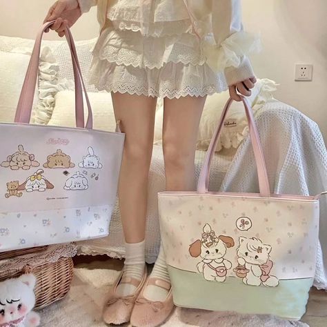 ﾟ☁︎｡ Kawaii tote bag ﾟ☾ ﾟ Price- 1250 + international shipping Shop from link in bio Takes 4-7 weeks to deliver once preorders submitted . . . . . . #coquette #bow #bowseason #koreanfashion #top #imported Kawaii Tote Bag, Kawaii Handbags, Bow Season, Bag Cartoon, Bag Green, Coquette Bow, Types Of Bags, Zipped Bag, Student Fashion