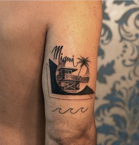 Miami Tattoo Ideas, Hybrid Tattoo, All Star Tattoo, Skyline Tattoo, Florida Tattoos, Beautiful Tattoo Designs, Miami Tattoo, Tattoos Black Women, Small Quote Tattoos