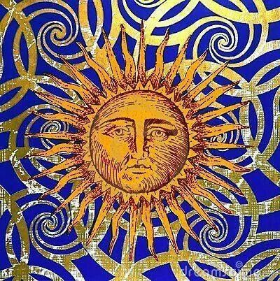 ...sun Sunflower Mosaic, Starry Eyes, Good Day Sunshine, Sun Illustration, Day Illustration, Celestial Sun, Blue Nature, Celestial Art, Sun Moon Stars