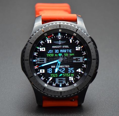 Photo about Best Samsung Gear S3 and Gear S2 watch faces for every occasion. Image of iphone, android, smartwatchconcept - 89606911 Futuristic Watches, Digital Watch Face, Samsung A10, Samsung Gear S3 Frontier, Stylish Watches Men, Gear S3 Frontier, Breitling Watches, Latest Watches, Watch Photo