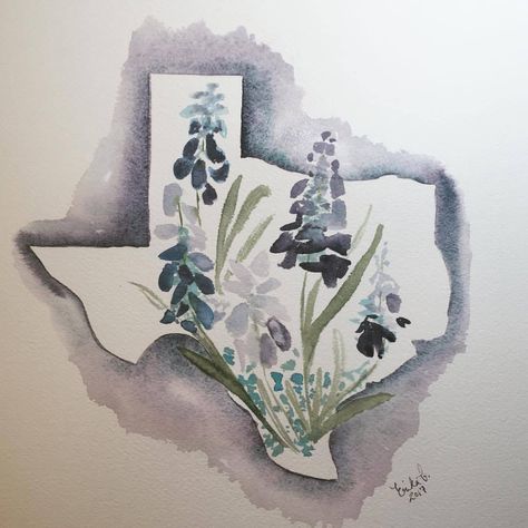 Bluebonnet Watercolor, Clipboard Art, Texas Watercolor, Watercolor Postcard, Indian Paintbrush, Texas Bluebonnets, Texas Art, Watercolor Ideas, Crazy Quilt