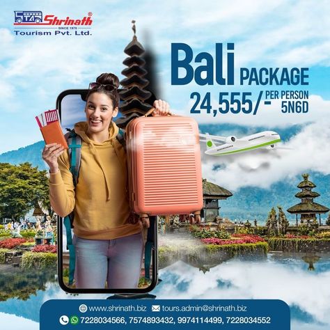 𝐁𝐚𝐥𝐢 𝐓𝐨𝐮𝐫 𝐏𝐚𝐜𝐤𝐚𝐠𝐞

#Bali #TourPackage #BaliTrips with #ShrinathTourism

Book your #5Nights6Days Bali Package starting @ INR 24,255/- PP now!

Call Us @ 9974114499 / 7228034552 / 7228034566 / 7574893432 for more details

.
.
*𝗡𝗢𝗧𝗘𝗦
The rates And Availability Of The Hotel Are Subject To Change

T&C Applied

#ShrinathTourism #Shrinathgroupofcompanies #Lowestprice #Offer #Deal #TourPackage #bestdeal #Travel #Tourism #package #Ahmedabad #BaliMemories #BaliDiaries Poster Design Kids, Travel Advertising Design, Bali Tour Packages, Tourism Design, Visual Advertising, Bali Tour, Travel Advertising, Travel Poster Design, Travel Ads