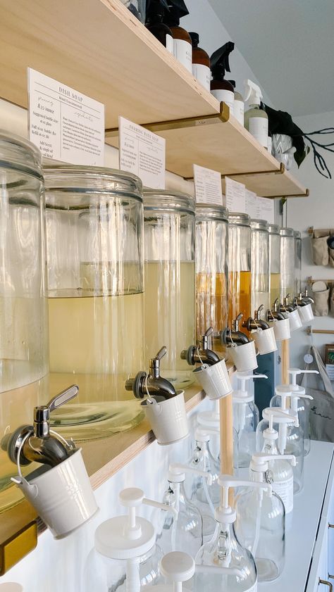 à la main apothecary + refillery (@shop.alamain) • Instagram photos and videos Refillery Store Design, Apothecary Store Aesthetic, Refill Store Design, Apothecary Esthetics, Mobile Refillery, Apothecary Shop Aesthetic, Refillery Store, Minimalist Store Design, Refillery Shop