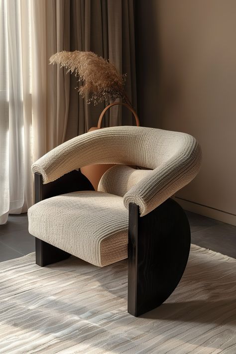 Discover Japandi Accent Chairs that add function without clutter. Tips on choosing sleek, minimalist chairs that provide essential seating without overwhelming the space. 🎨🏡 Furniture Design Aesthetic, Japandi Armchair, Japandi Furniture Design, Chair Design For Living Room, Japandi Chair, Minimalism Furniture, Japandi Sofa, Sleek Chairs, Sleek Armchair