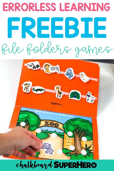 Are you looking for a hands-on learning activity that you can use with your special needs students in the classroom? You don’t want to miss this classroom freebie that includes 4 file folder games which works perfectly to use for errorless learning. These free file folder games are great to use for independent work stations, one on one instruction, or even be sent home for extra practice. With this errorless learning activity, your students can gain confidence and increase student engagement. File Folder Activities Free Printables Preschool, File Folder Games Speech Therapy, Free File Folders Special Education, Free Errorless File Folders, Free Errorless Learning Activities, Free File Folder Games For Toddlers, Free File Folder Games For Preschool, Busy Boxes For Older Kids, Preschool File Folders Free Printable