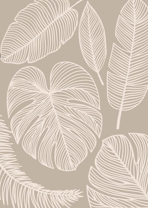 Tropical Leaf Line Art, Monstera Graphic, Leaf Illustration Pattern, Wall Fresco, Foliage Design, Floral Wallpaper Iphone, Leaves Art, Leaf Illustration, Cool Wallpapers For Phones