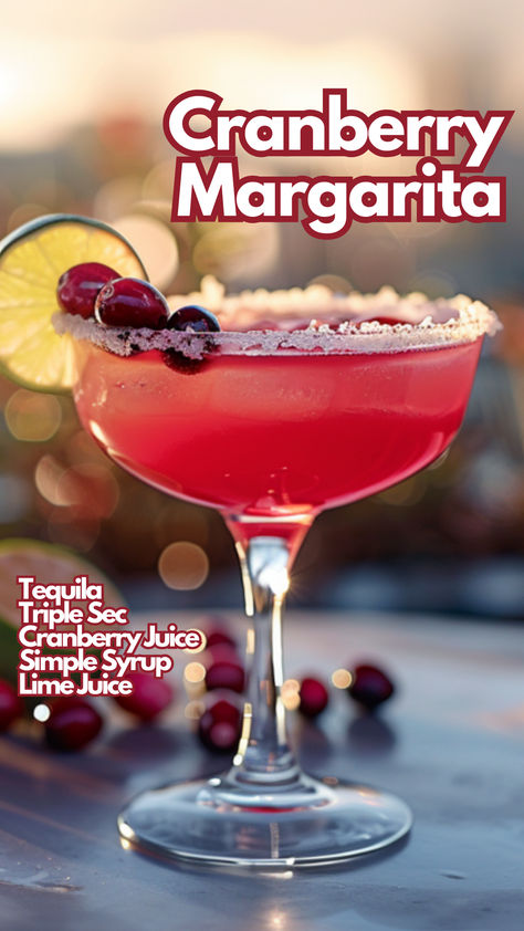 Cranberry Margarita Cranberry Tequila Drinks, Cranberry Margarita Recipe, Martini With Tequila, Cranberry Christmas Margarita, Cranberry Drinks Alcohol, Tequila And Cranberry Cocktails, Batch Cranberry Margarita, Spicy Cranberry Margarita, Triple Sec Drinks Recipes