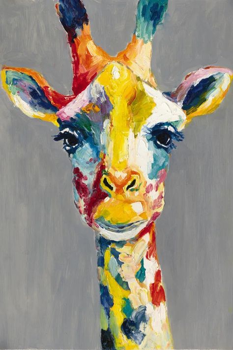 Giraffe Framed Painting Girafe Painting, Painting Giraffe, Summer Acrylic Painting Ideas, Cool Oil Pastel Art, Easy Giraffe Painting, Abstract Art Oil Pastel, Oil Painting Animals, Animal Paintings Easy, Giraffes