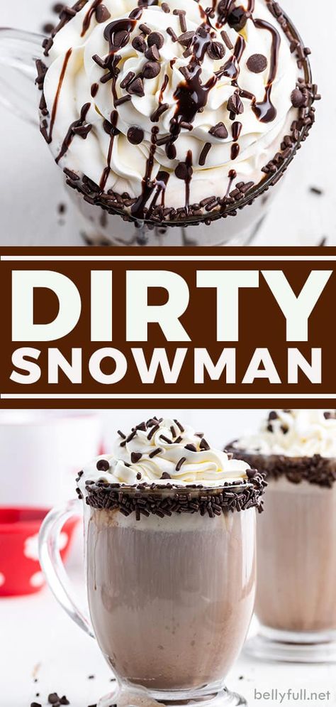 Frozen Hot Chocolate Alcoholic Drinks, Liquor Hot Chocolate, Creme De Cocoa Recipes, Dirty Snowman Hot Chocolate, Dirty Snowman Drink Recipe, Easy Dirty Snowman Cocktail, Chocolate Coffee Cocktail, Hot Cocoa Recipe With Alcohol, German Hot Chocolate Recipe