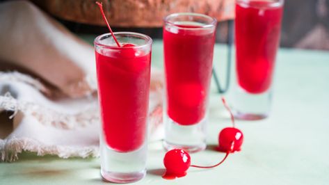 A friend and I were experimenting with cocktails we like to drink as jello shots. We came up with this recipe and served them at our Cinco de Mayo Party. They were a HIT!!! They went down WAY too easy!!! I try to watch my sugar intake, so we used sugar free jello and sugar free red bull! Valentine Cocktails, Cherry Vodka, Sugar Free Jello, Jello Shot Recipes, Shots Alcohol, Vodka Cocktail, Shot Recipes, Roll On Bottles, Jello Shots