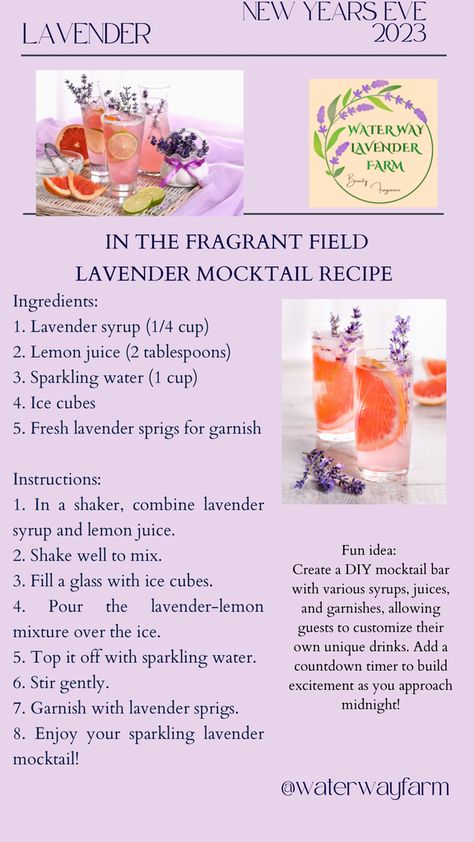 Lavender Haze Mocktail, Lavender Mocktails Non Alcoholic, Lavender Drinks Non Alcoholic, Mocktails Lavender, Lavender Mocktail Recipe, Midsummer Food, Lavender Drinks, Summer Blessings, Herbal Gifts