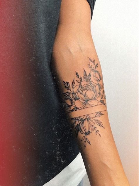 Mother Daughter Wildflower Tattoos, Always Tattoo With Flowers, Women’s Armband Tattoo, Quote Flower Tattoo, Forearm Band Tattoo For Women, Pretty Forearm Tattoos For Women, Floral Band Tattoo, Mexican Flower Tattoo, Flower Band Tattoo Design