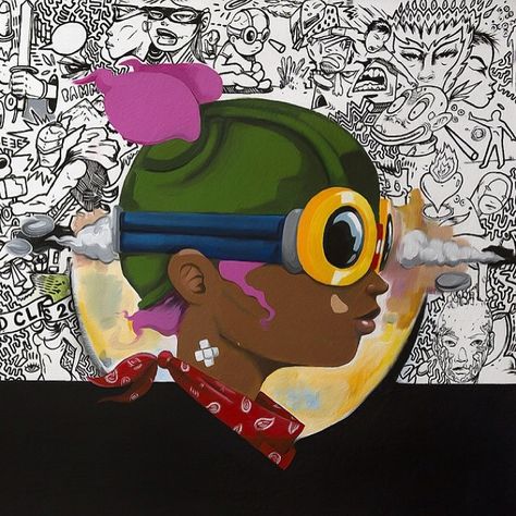 Mixed Media Canvas, Superhero Drawing, Hebru Brantley, Frieze London, Lupe Fiasco, Art Basel Miami, Comic Book Style, Art Basel, Iconic Characters