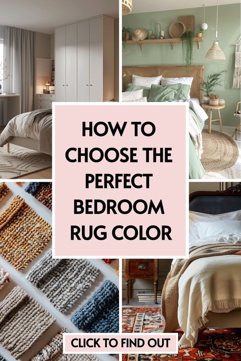 🛌💡 Need a quick update? See how choosing the right bedroom rug color can transform your space! Our article provides brilliant bedroom design ideas that incorporate stylish, colorful rugs. Click now for the best bedroom inspiration! 3x5 Rug Placement Bedroom, How To Place A Rug In A Bedroom, Queen Bed Rug Placement, Bed Rug Ideas, Bed Rug Placement, Rugs In Bedroom Aesthetic, Small Bedroom Rug Ideas, Queen Bed Rug, Bedroom Rug Ideas