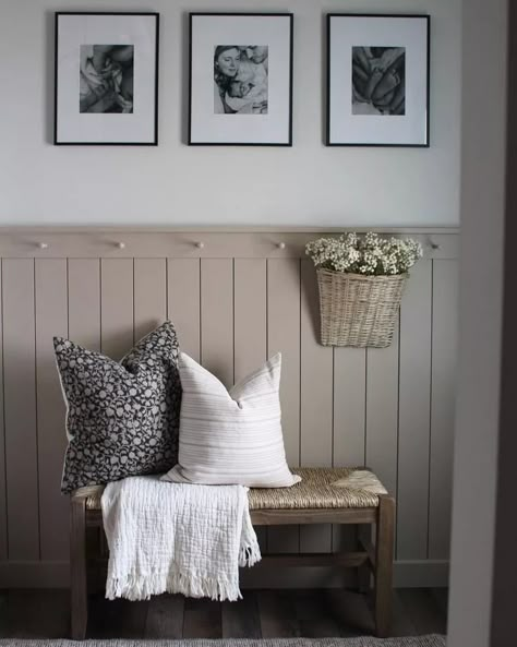 38 Farmhouse Shiplap Walls to Spruce Up Any Space Shiplap Wall Front Entrance, Entryway With Wood Paneling, Farmhouse Style Walls, Tan Shiplap Walls, Half Shiplap Wall Dining Room, Shiplap 3/4 Wall, Entry Way Shiplap Wall With Bench, Vertical Shiplap Chair Rail, Vertical And Horizontal Shiplap Together