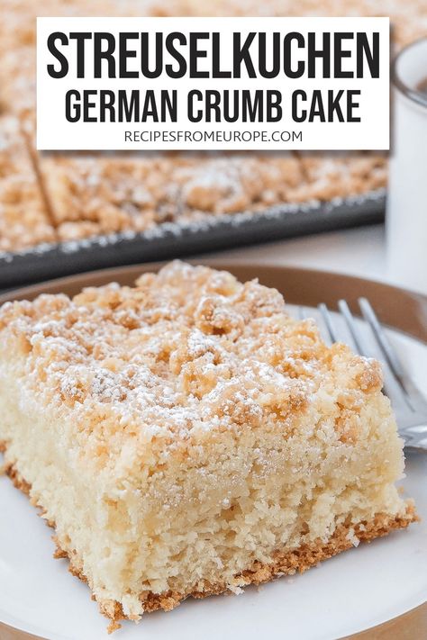 Streuselkuchen (Classic German Crumb Cake) Pie, Oktoberfest Food Desserts, Yeast Crumb Cake, German Foods Authentic, German Kuchen Recipes, German Desserts Easy, Scandi Recipes, German Crumb Cake Recipe, German Coffee Cake