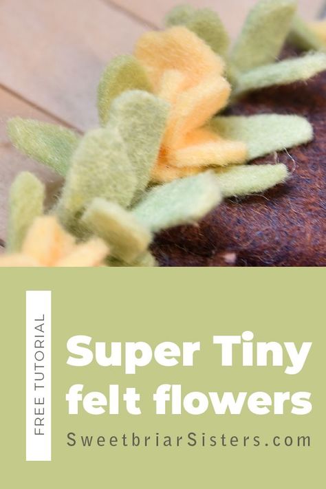 Tiny felt flower tutorial includes video and photo guides to make tiny felt flowers inspired by marigolds, perfect for dollhouses and miniature play sets. Tiny Felt Flowers, Felt Flower Tutorial, Burlap Roses, Felt Flower Bouquet, Felt Flowers Diy, Toy Sewing, Felt Creations, Play Sets, Toddler Gift