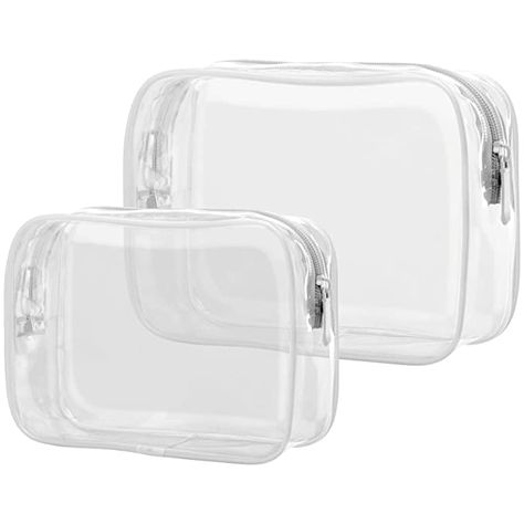 Amazon.com : PACKISM Clear Toiletry Bag, 2 Pack TSA Approved Toiletry Bag Quart Size Bag, Travel Makeup Cosmetic Bag for Women Men, Carry on Airport Airline Compliant Bag, White : Beauty & Personal Care Tsa Approved Toiletries, Clear Travel Bag, Clear Toiletry Bag, Clear Cosmetic Bag, Clear Backpack, Clear Makeup, Clear Makeup Bags, Tsa Approved, Travel Toiletries