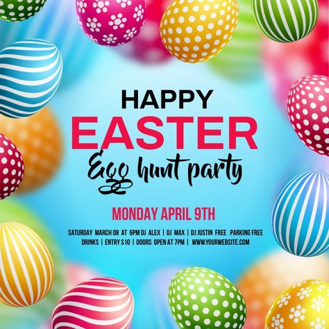 Easter Poster Design, Easter Flyers, Easter Egg Hunt Party, Egg Hunt Party, Easter Poster, Easter Templates, Instagram Template Free, Ig Templates, Templates For Instagram