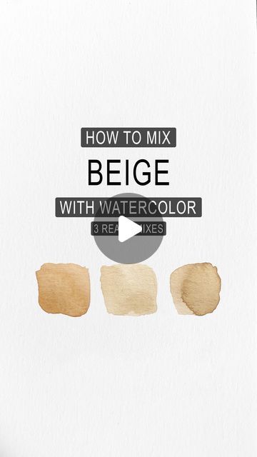 Dani (Daria) on Instagram: "Save these mixes to use them later💛  Have you ever wondered how to mix beige with watercolor? If you use complementary colors, you will get more neutral mixes. Or you can use earthy tones and combine them with different hues. Here are some examples for you to try🙋‍♀️  The mixes:  ▫️Burnt Umber + Scarlet Lake  ▫️Raw Sienna + Ultramarine Blue  ▫️Sap Green + Quinacridone Rose  Remember to use a lot of water to keep these color light✨  My paints are by: @danielsmithartistsmaterials and @winsorandnewton   More videos like this: #daniwatercolors_color #daniwatercolors_tutorials  . . . . #watercolorartist #watercolorpractice #watercolorstudy #watercolordemo #watercolormixing #colortherapy #colortheory #colormix #colormixing #watercolortutorialvideo #watercolortutoria Watercolor Complementary Colors, How To Mix Beige Color, Watercolour Mixing Chart, How To Make Skin Tone Watercolor, Colour Mixing Chart Watercolour, Mixing Watercolour Skin Tones, How To Mix Skin Tones Paint Watercolor, How To Mix Turquoise Watercolor, Beige Watercolor