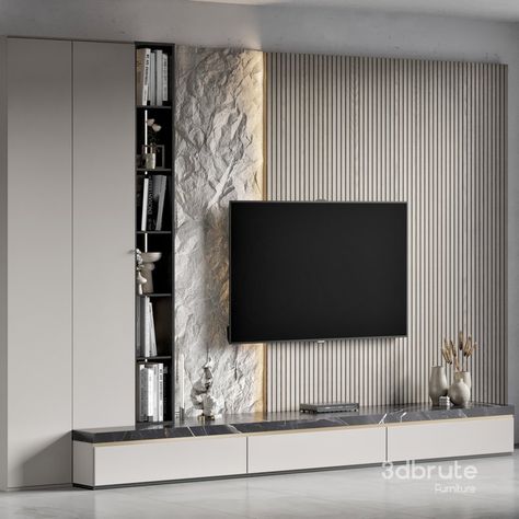 TV Wall 40 3d model Buy Download 3dbrute Modern Media Wall Design Ideas, Tv Cabinet Decoration Ideas, Tv Wall Ideas Modern Luxury, Modern Fireplace Living Room, Cabinet Decoration Ideas, Tv Unit Wall Design, Living Room Tv Unit Design, Tv Wall Design Modern, Room Tv Unit Design