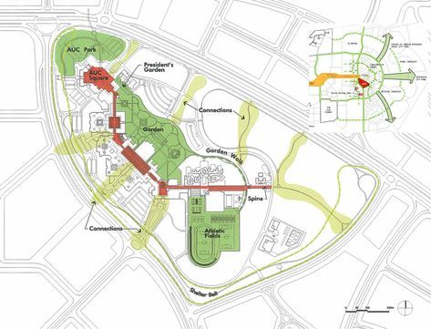 The American University in Cairo New Campus – Sasaki American University In Cairo, Landscape Plaza, Bubble Diagram, Landscape Architecture Diagram, Planning School, Architecture Portfolio Layout, Plaza Design, Urban Design Diagram, Urban Design Graphics