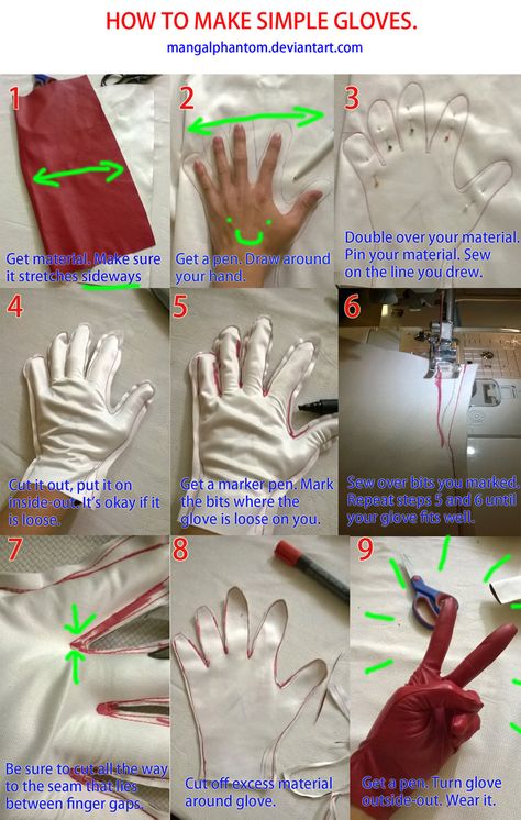 Someone asked me if I had any tips on making gloves, and I just snapped a few pictures of my own that I was making. Just thought I'd share it with you guys, hope it comes in handy ! This was origin... Make Gloves, Gloves Tutorial, Outfits Guys, Sew Ins, Cosplay Tutorial, Cosplay Diy, 자수 디자인, Sewing Design, Diy Sewing Clothes