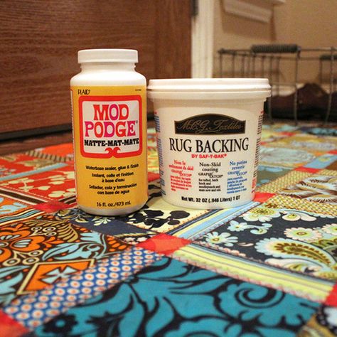 Floorcloth~Mod Podge to glue the 3 layers of fabric together and Rug backing is painted on to the bottom to keep the floorcloth from sliding around.  I can see all kinds of uses for this. Painted Floor Cloths, Rug Backing, Painted Floor, Chalk Painting, Painted Rug, Floor Cloth, Diy Flooring, Diy Rug, Painted Floors