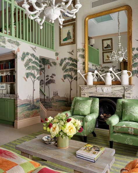 Kit Kemp Design Studio (@kitkempdesignthread) • Instagram photos and videos Firmdale Hotels, Kit Kemp, Andrew Martin, Green Colour Palette, Dining Nook, Whimsical Garden, Covent Garden, New Wallpaper, Bath Decor