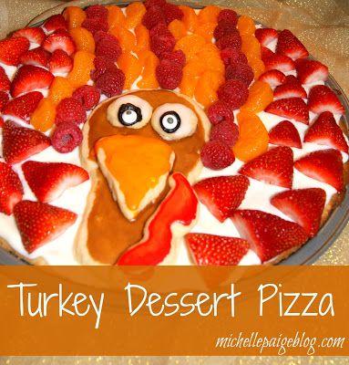 Sugar Cookie Turkey Dessert Pizza Cookie Turkey, Turkey Dessert, Turkey Fruit, Turkey Desserts, Dessert Pizzas, Thanksgiving Goodies, Pizza Sugar Cookie, Holiday Recipes Thanksgiving, Fruit Pizza Sugar Cookie