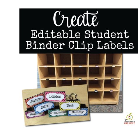 Classroom Organization Idea: Editable Student Binder Clip Labels for Cubbies and Mailboxes Student Cubbies, 4th Grade Classroom Setup, Student Mailboxes, Preschool Cubbies, Classroom Cubbies, Classroom Mailboxes, Cubby Labels, Binder Labels, Classroom Arrangement