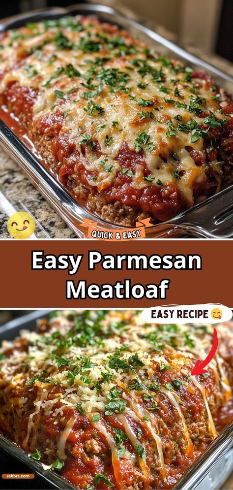 Give a cheesy twist to traditional meatloaf with this Easy Parmesan Meatloaf. Infused with Parmesan cheese and herbs, it’s moist, flavorful, and sure to please the whole family. Serve it sliced with a side of veggies for a complete meal. #ParmesanMeatloaf #FamilyDinner #EasyRecipe Weight Watchers Parmesan Meatloaf, Herb Crusted Parmesan Meatloaf, Meatloaf With Tomato Soup, Garlic Parmesan Meatloaf, Parmesan Meatloaf Recipes, Parmesan Chicken Meatloaf, Chicken Parm Meatloaf, Sides With Meatloaf, Meatloaf In Muffin Tin