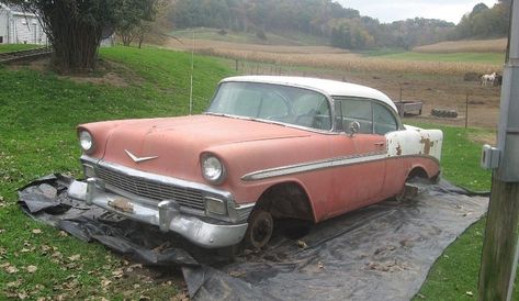 Court Ordered Sale: 1956 Chevrolet Bel Air - http://barnfinds.com/court-ordered-sale-1956-chevrolet-bel-air/ 1956 Chevy Truck, Bel Air Car, Barn Finds Classic Cars, 1956 Chevy Bel Air, Junkyard Cars, Vintage Cars For Sale, Barn Find Cars, Vintage Cars 1950s, 56 Chevy