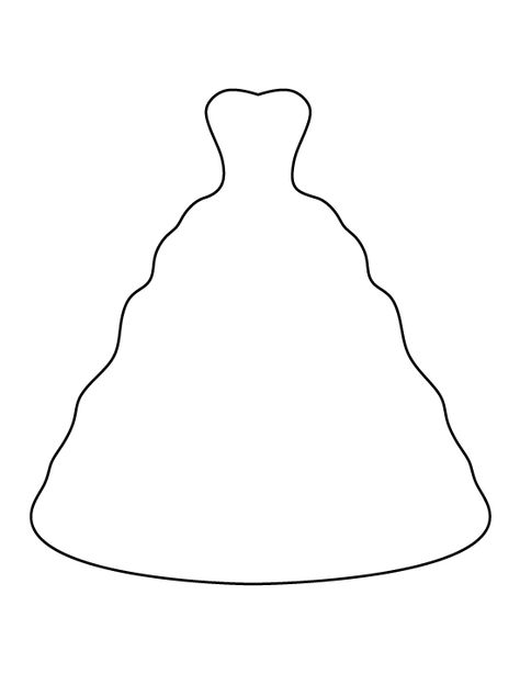 Wedding dress pattern. Use the printable outline for crafts, creating stencils, scrapbooking, and more. Free PDF template to download and print at http://patternuniverse.com/download/wedding-dress-pattern/ Dress Stencil, Wedding Dress Template, Diy Wedding Dress Patterns, Dress Template, Paper Dress Patterns, Dress Outline, Printable Outline, Wedding Dress Drawings, Dress Templates