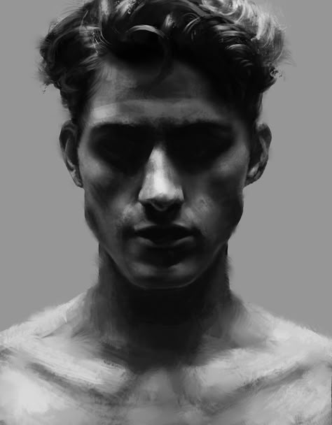 ArtStation - Tonal Practice, Wing Kin Ryan Chan Kin Ryan, High Contrast Photography, Shadow Portraits, Contrast Photography, Shadow Face, Face Drawing Reference, Portrait Lighting, Face Photography, Portrait Sketches