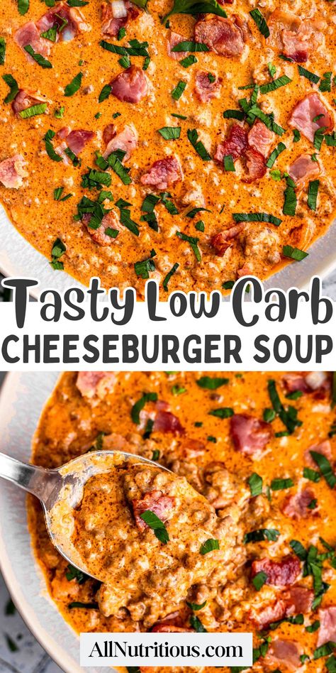 Low Carb Cheeseburger Soup Soup Protein Low Carb, Hamburger Soup Keto Low Carb, Gluten Free Low Carb Soup, High Protein Low Carb Bariatric Meals, Diabetics Friendly Recipes, High Protein Meals For Diabetics, Best Keto Soup Recipes, Get Better Soup Recipes, Low Carb Ww Recipes