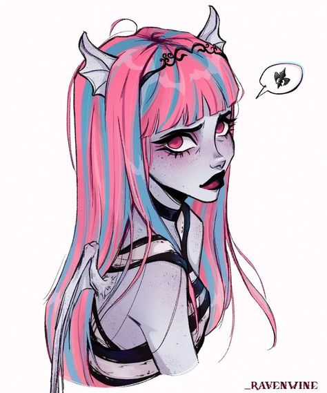 Monster High Doll Drawing, Monster High Rochelle Goyle Fanart, Rochelle Goyle Fanart, Pink Characters Cartoon, Rochelle Goyle Aesthetic, Monster High Rochelle Goyle, Monster High Rochelle, Mh Fanart, Rochelle Goyle