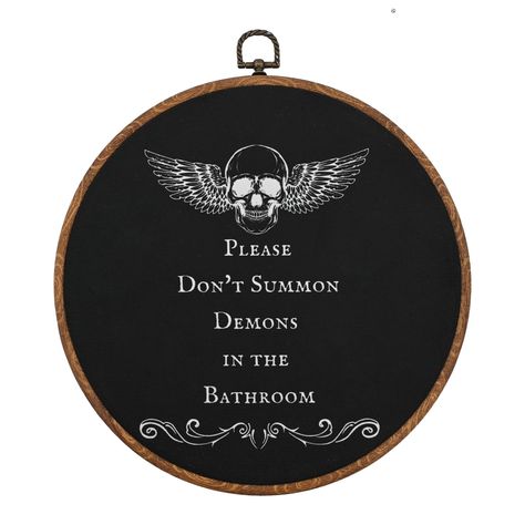 PRICES MAY VARY. The gothic bathroom decor sign,features a captivating and simple design with gothic-inspired typography and skull pattern, adding dark elegance to your space. The bathroom decor is made of flannel, which is comfy, skin soft - lightweight.Elastic rubber frame is sturdy and environmental friendly.High definition pattern uses super fade-resistant inks,which makes finish long-lasting , a premium feel,and bright vibrant colors Our goth wall decor comes with pre-installed hooks and in Black Home Decor Bathroom, Skull Bathroom Ideas, Fun Bathroom Art, Maximalist Goth, Dark Bathroom Decor, Witchy Bathroom Decor, Gothic Farmhouse Decor, Goth House Decor, Gothic Bathroom Ideas